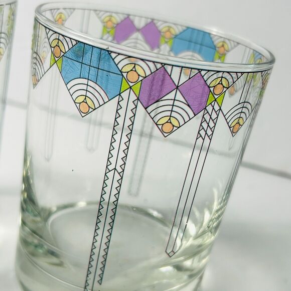 Frank Lloyd Wright April Showers Double Old Fashioned Glass Small Flaw - Picture 2 of 5